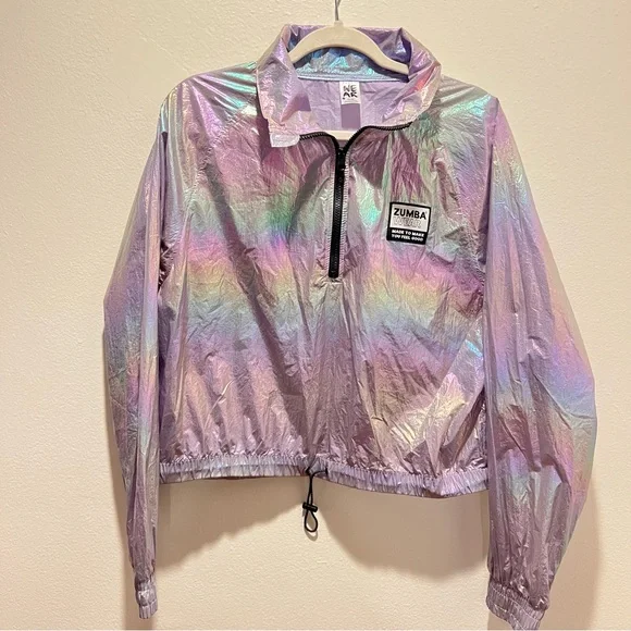 Zumba High Neck Futuristic Crop Pullover jacket Size Large - Picture 4 of 7